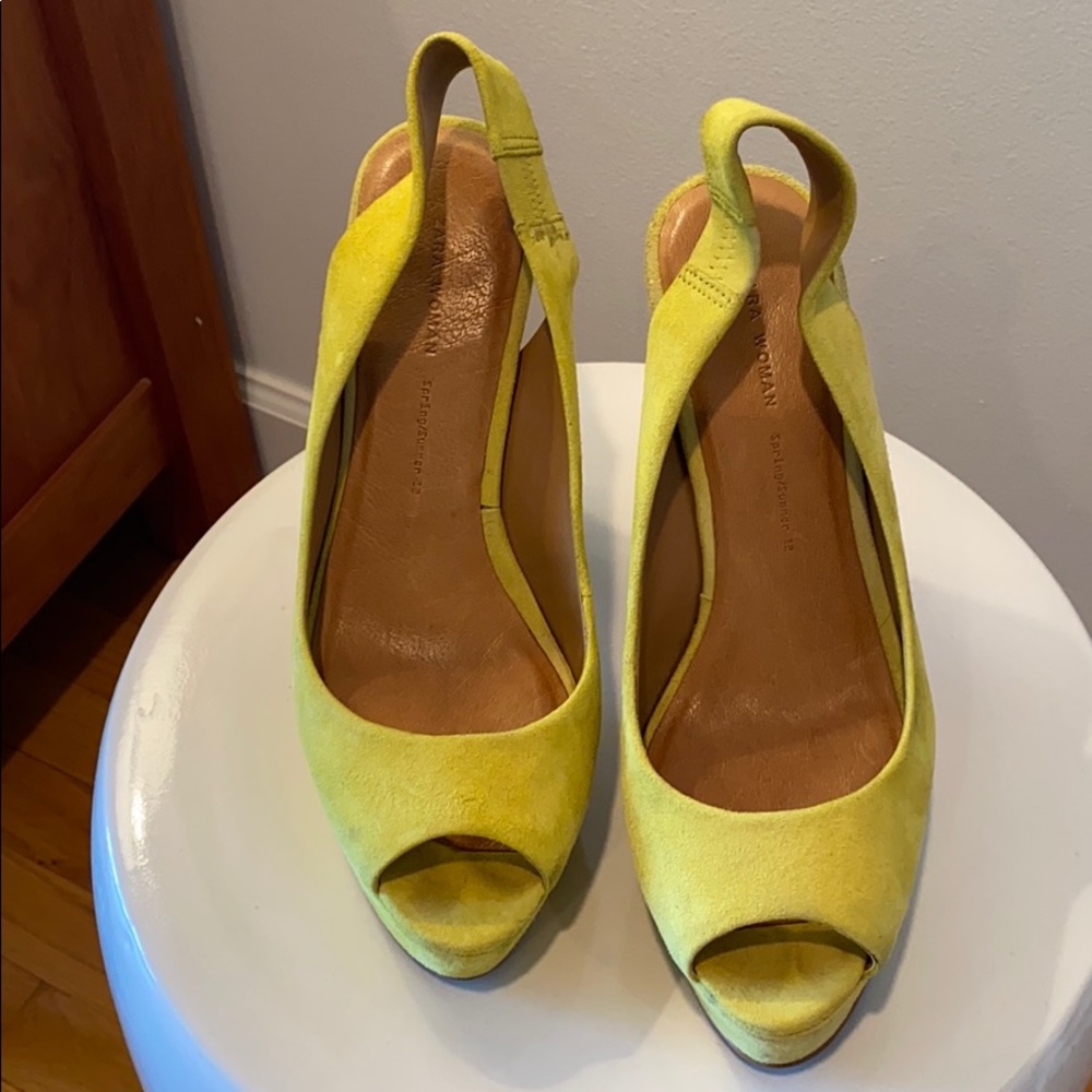 Zara Woman Suede Platform Shoes Sz 38